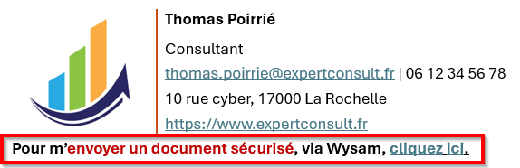 Intégrer le lien de réception Wysam dans la signature email