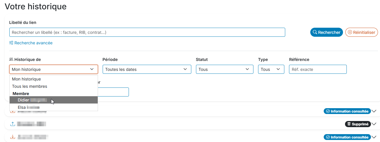 Gérer les historiques partagés