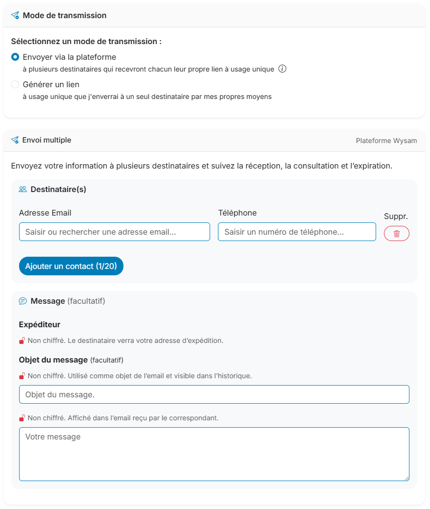 Envoi à plusieurs destinataires